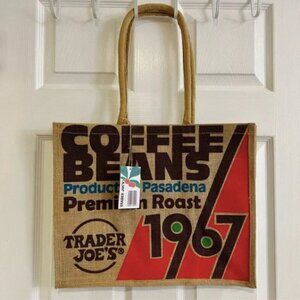 Trader Joe’s Coffee Beans 1967 Pasadena Burlap Jute Tote Bag Reusable bag NWT